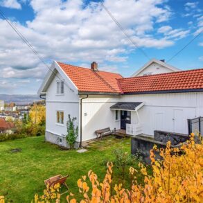 Frydenhaug – Sjarmerende enebolig med sjel. Stuer med fantastisk utsikt over Drammen med elven, havna og innseilingen. Koselig kjøkken. Gangavstand til Brandenga barneskole. Koselig, idyllisk hage. Stor tomt der utnyttelsesgraden ikke er fullt utnyttet!